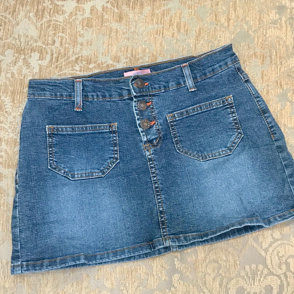 F21 denim mini skirt